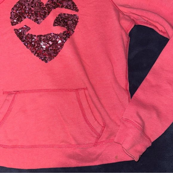 Y2K Hollister Pink Heart Sequin Bird Logo Sweatshirt/Hoodie - Picture 3 of 9